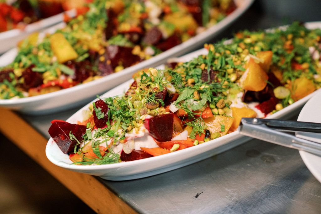 Roasted Beets topped with yogurt and fresh herbs